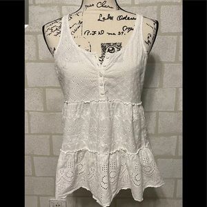 White Eyelet Tank Blouse